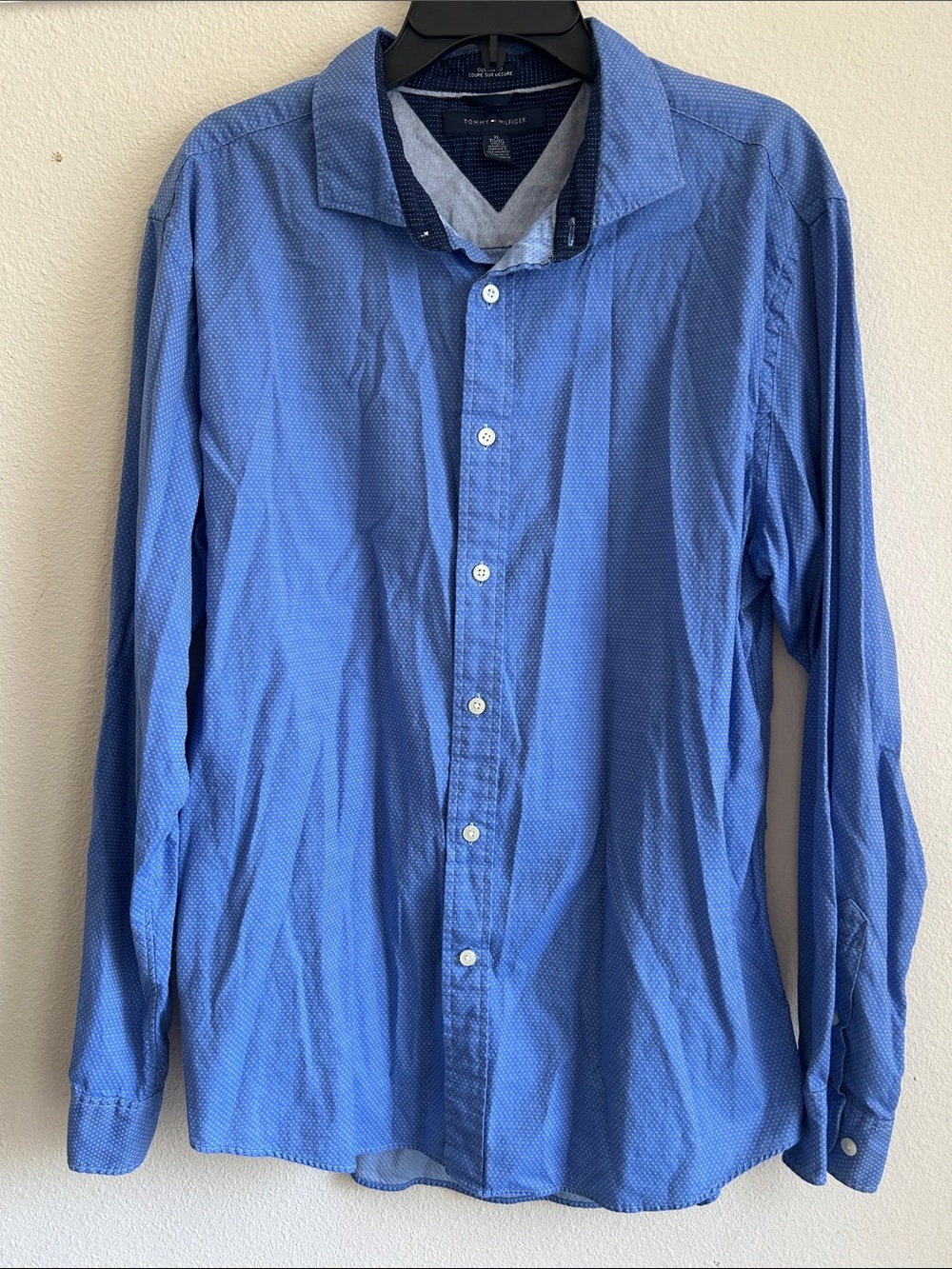 Tommy Hilfiger Men's Blue Dot-Pattern Button-Down Shirt